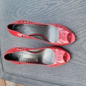Jessica Simpson 8 Red Peep Toe Pumps